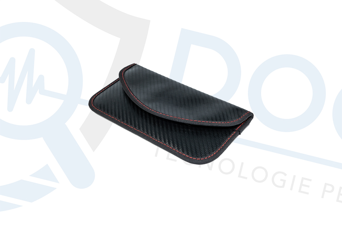 Custodia anti intercettazione per cellulare in ecopelle con cuciture rosse CAI.03