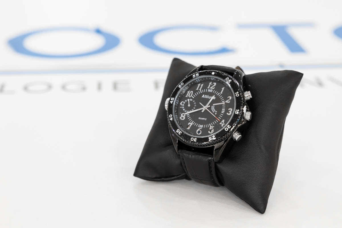 Orologio da polso con microcamera HD 1080p, funzione infrarosso e cinturino in pelle CAM.14