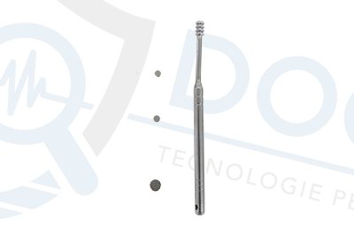 Kit composto da due auricolari nanocalamitati con estrattore metallico e calamita per la rimozione degli auricolari dall'orecchio AURIC.09