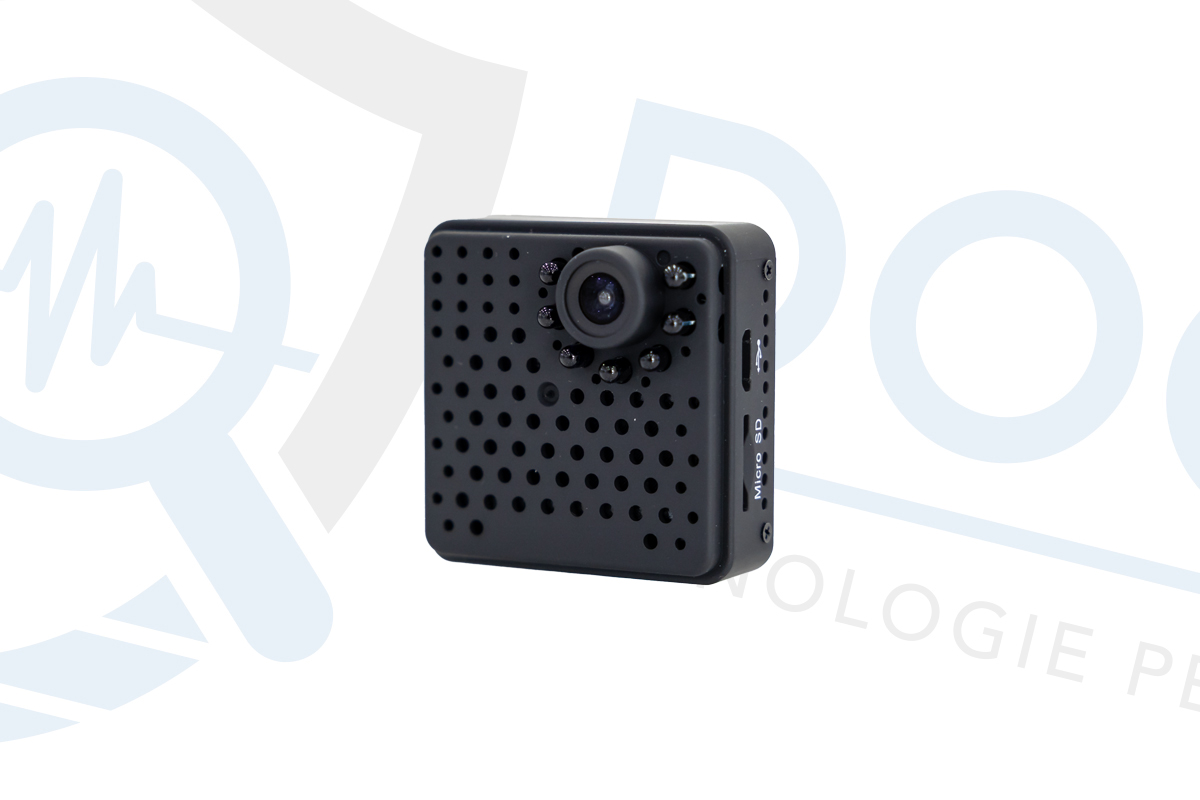 Microcamera wifi full HD di colore nero con 7 led infrarossi CAM.W.08